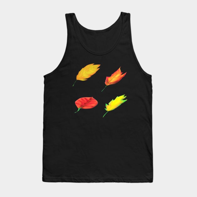 Fall Leaves (Black Background) Tank Top by Art By LM Designs 